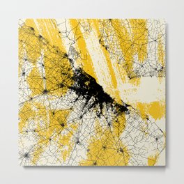 Buenos Aires, Argentina Map Collage, Yellow Metal Print