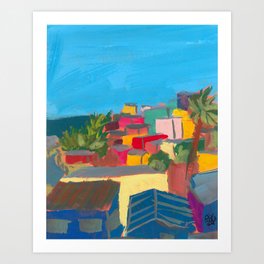 La Perla Art Print | Painting, Gouache, Viejosanjuan, Puertorico, Minimalist, Watercolor, Yellow, Laperla, Island, Red 