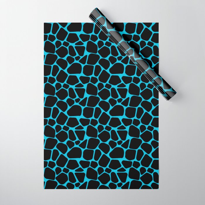 Neon Safari Aqua Blue Wrapping Paper