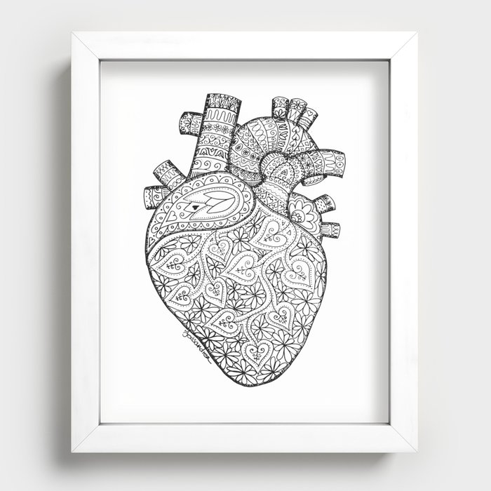 black and white heart organ
