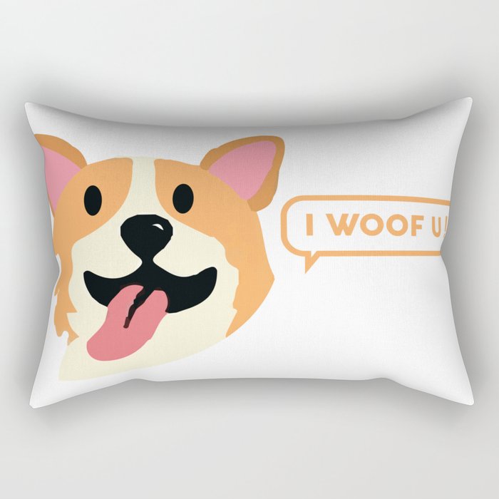 Corgi Lovers I woof You I love you Animal Dog Doggy Doggie Rectangular Pillow