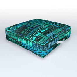 blue turquoise ink marks hand-drawn collection Outdoor Floor Cushion