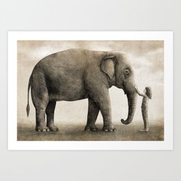 One Amazing Elephant - sepia option  Art Print