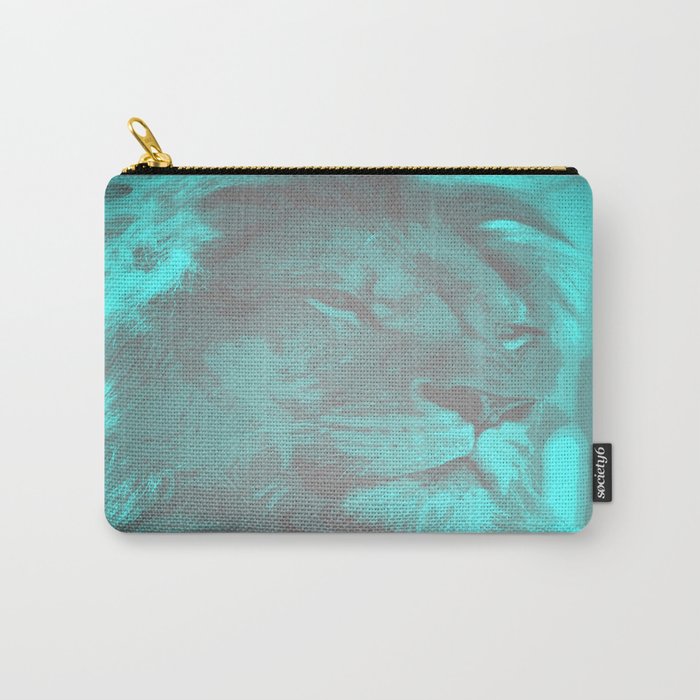 Lion: Aqua Blue & Gray Carry-All Pouch