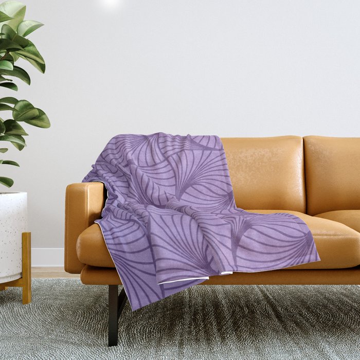 Abstract Wavy Circle Pattern with a Subtle Purple Gradient Ombre Tie Dye Overlay Throw Blanket