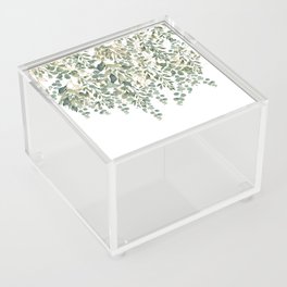 Gold And Green Eucalyptus Leaves Acrylic Box