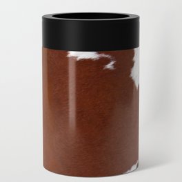 Leather Brown Cowhide Print Can Cooler