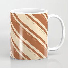 [ Thumbnail: Tan & Sienna Colored Striped Pattern Coffee Mug ]