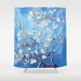 Vincent Van Gogh Almond Blossoms. Sky Blue Shower Curtain