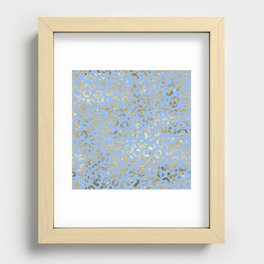 Blue Glam Leopard Print 12 Recessed Framed Print