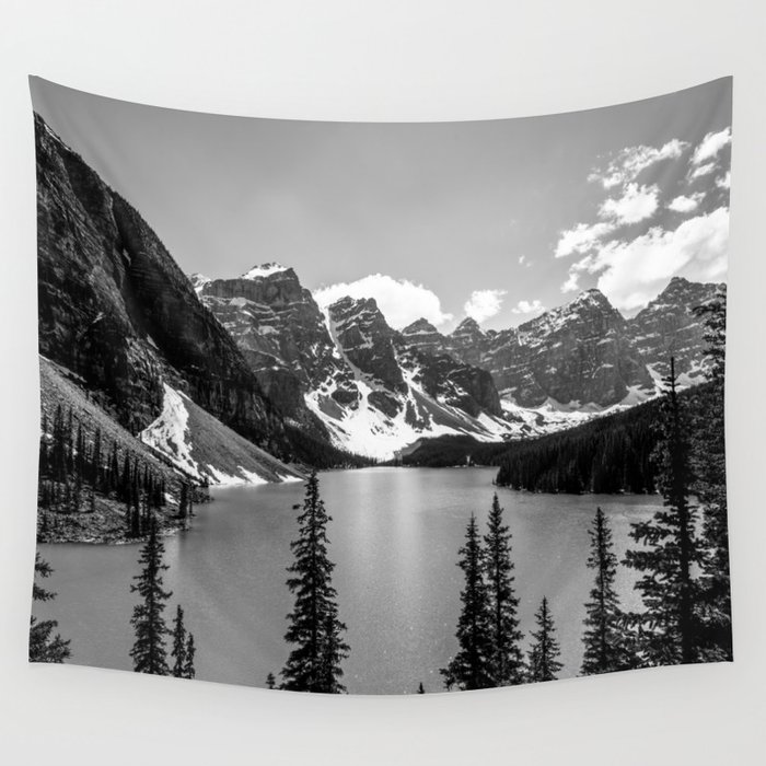 Moraine Lake | Black and White | Landscape Photography | Wilderness Wall Tapestry