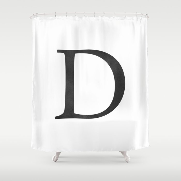 Letter D Initial Monogram Black And, Initial D Shower Curtain
