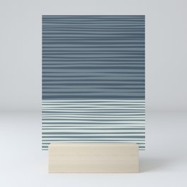 Natural Stripes Modern Minimalist Colour Block Pattern in Neutral Blue Grey Tones  Mini Art Print