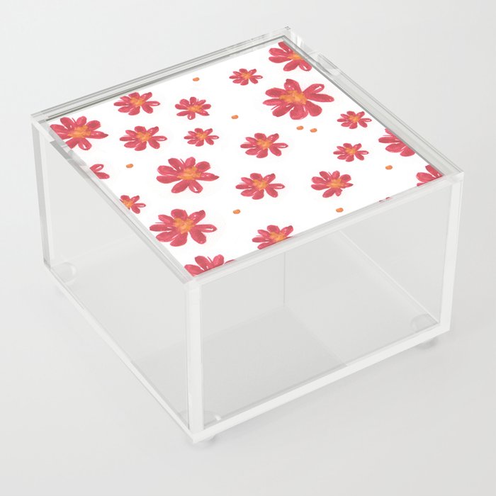 Little red flowers pattern Acrylic Box