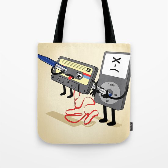 Killer Ipod Clipart (Murder of Retro Cassette Tape) Tote Bag