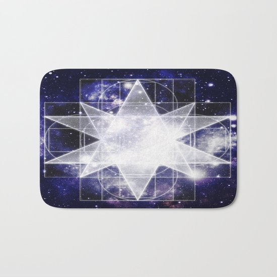 Sacred Geometry : Dark Blue Galaxy Bath Mat