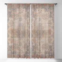 Antique orientale orange carpet Sheer Curtain