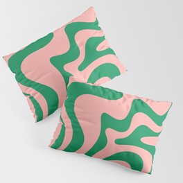 Liquid Swirl Retro Abstract Pattern in Pink and Bright Green Pillow Sham