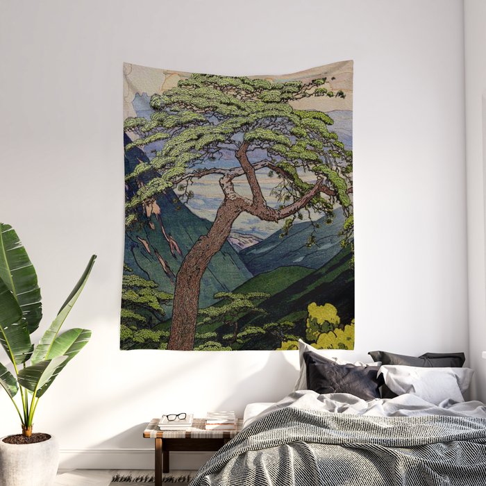 Tapestry on on sale slanted wall