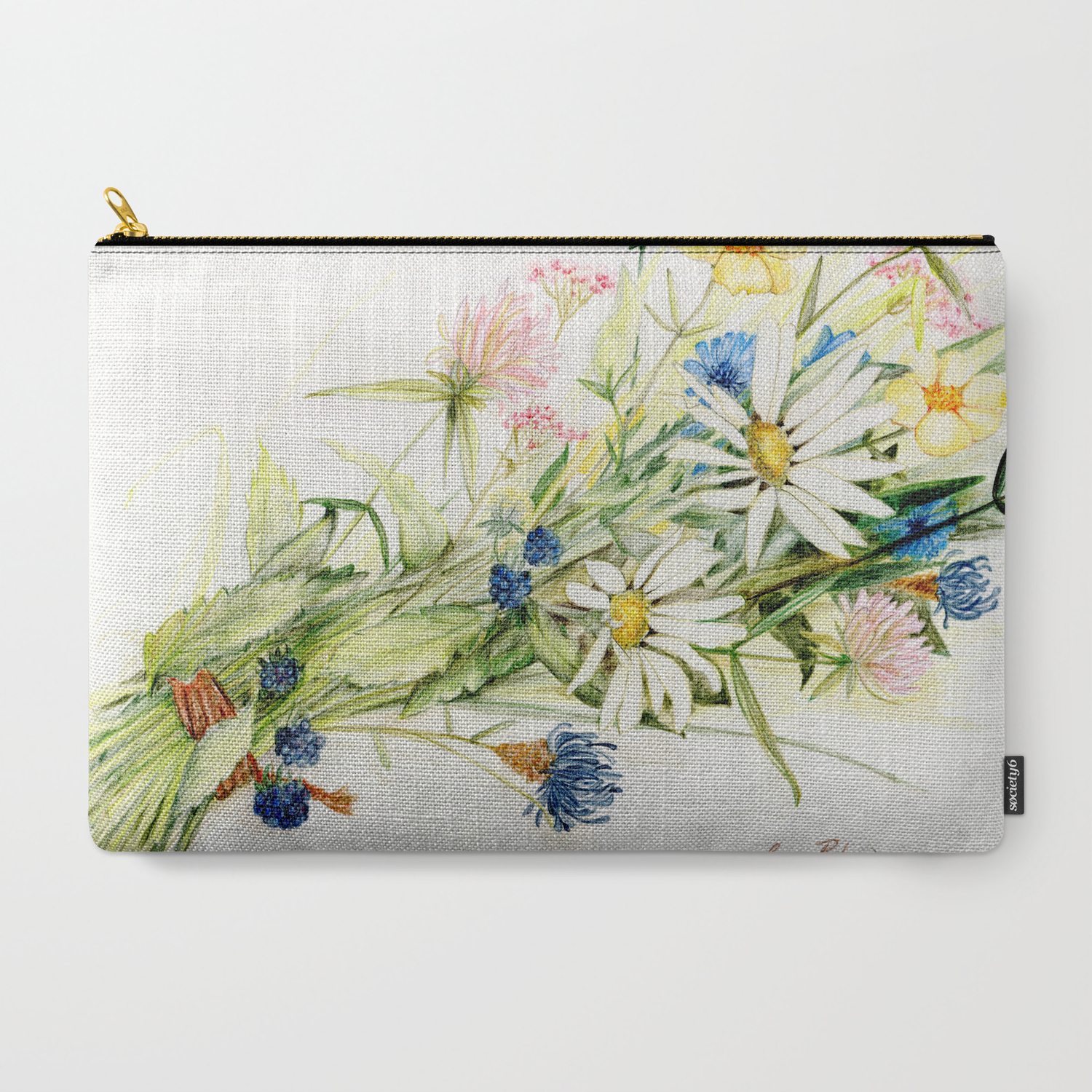 Bouquet Of Wildflowers Original Colored Pencil Drawing Tasche Von