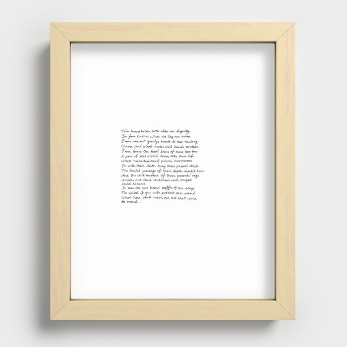 Handwritten Romeo & Juliet Prologue (I) Recessed Framed Print