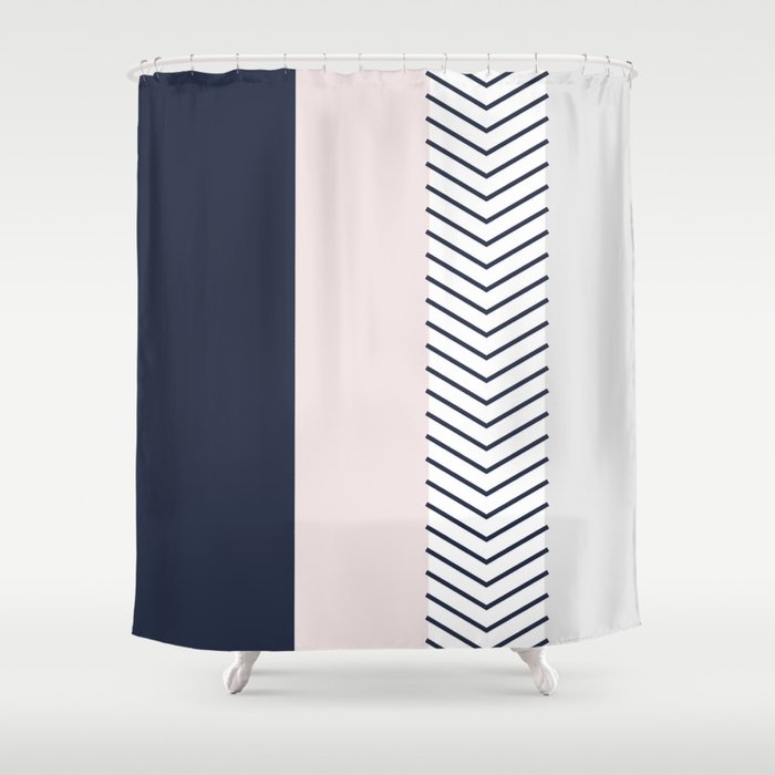 Navy Blush And Grey Arrow Shower Curtain By Emilydownward