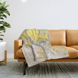 Abstract Yellow and Gray Trees Throw Blanket