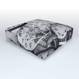 Clocks montage, time variations black and white portrait photograph - photography - photographs Outdoor Floor Cushion