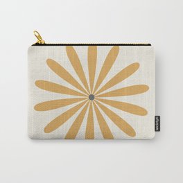 Big Daisy Retro Minimalism in Mustard Gold, Charcoal, and Cream Carry-All Pouch