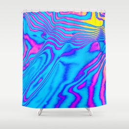 Abstract trendy neon colored psychedelic fluorescent striped zebra color waves textured neon background. 1960s Style Color Waves  Shower Curtain