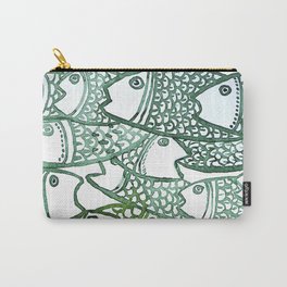 peixinho verde Carry-All Pouch | Ombre, Mozambique, Green, Watercolor, Ocean, Peixe, Fish, Jessisatthebeach, Illustration, Painting 