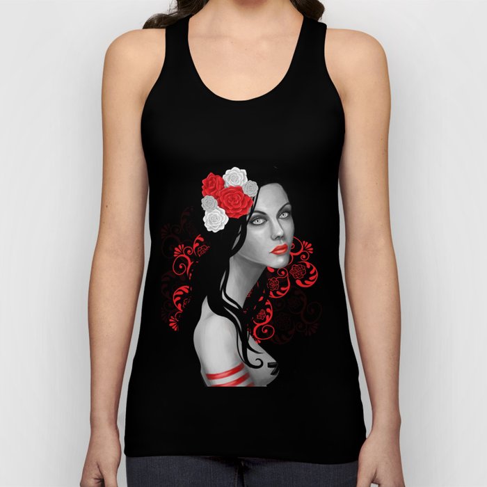 Goth Girl with Flowers in her Hair Tank Top