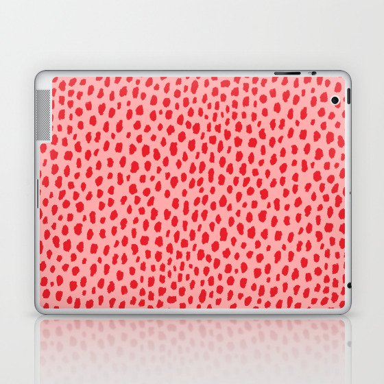 Dalmatian Polka Dot Spots Pattern (red/pink) Laptop & iPad Skin