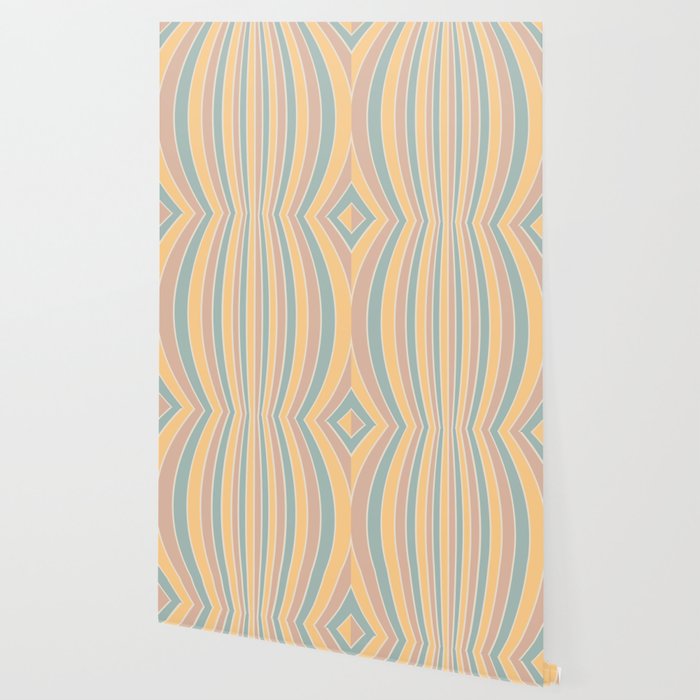 Warped Stripes Vintage Pastel Colors Wallpaper By Colourpoems