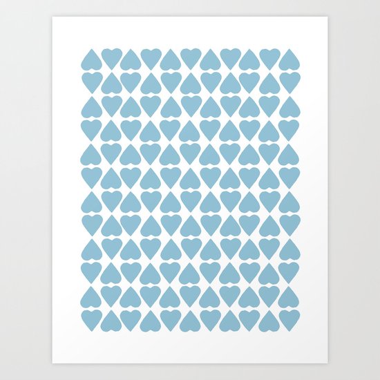 Diamond Hearts Repeat Blue Art Print
