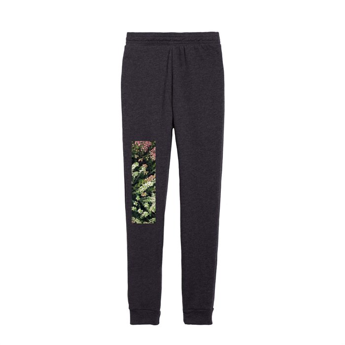 Tiny whote and purple garden flowers pattern Kids Joggers
