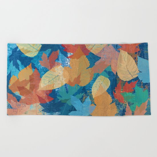 Colorful fall leaves Beach Towel