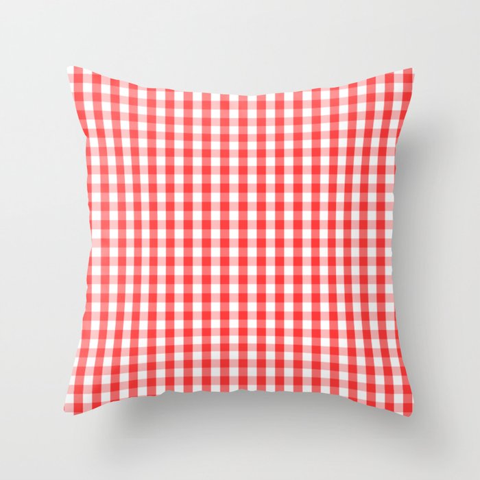 Large Donated Kidney Pink and White Gingham Check Throw Pillow by