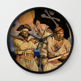 “Pirates” Treasure Island Cover by NC Wyeth Wall Clock
