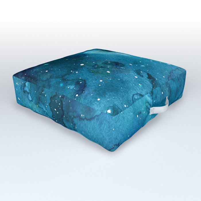 Blue Watercolor Galaxy Outdoor Floor Cushion