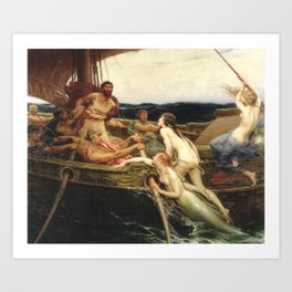 Odyssey By James Herbert Draper Art Print | Myths, Sea, Pre Raphaelite, Greekmyths, Ocean, Pre Raphaeliteart, Odyssey, Mermaid, Painting, Fantasyart 