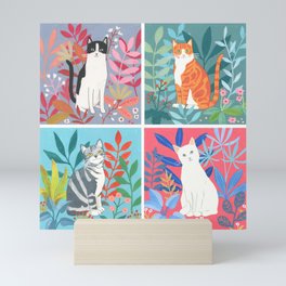 Colorful Kitties - four cat paintings in one Mini Art Print