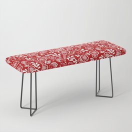Red And White Eastern Floral Pattern Bench