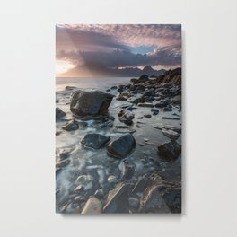 Sunset at Elgol III Metal Print | Mountains, Coastline, Sea, Dramatic, Photo, Nature, Ocean, Sunset, Beach, Wanderlust 