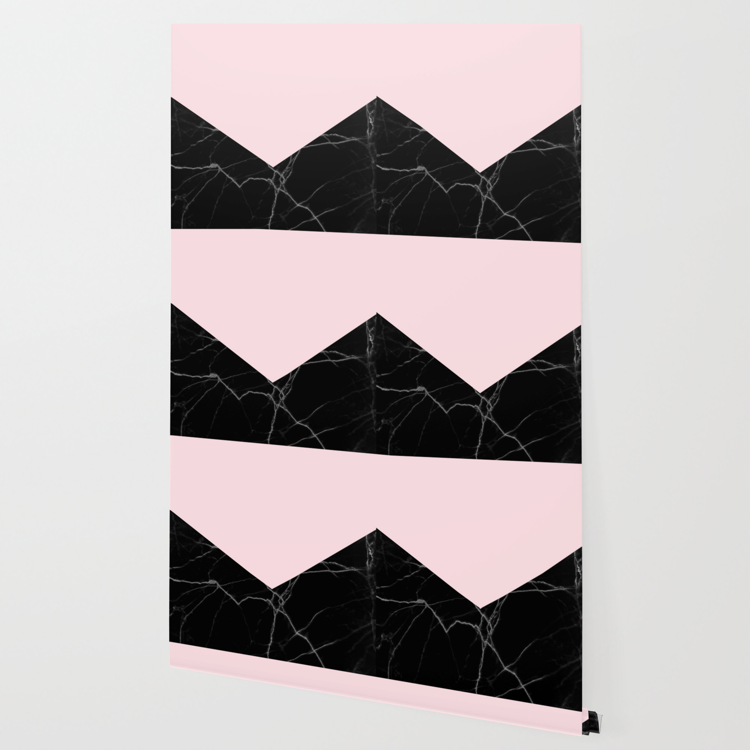 Light Pink And Black Marble Wallpaper By Matteandmarble Society6