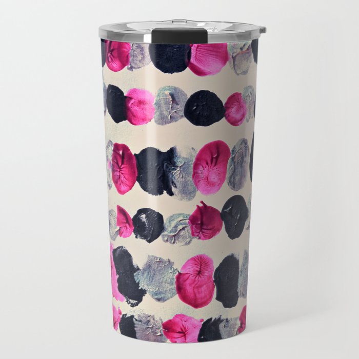 Beads of Black, Pink & Silver - abstract painting Travel Mug