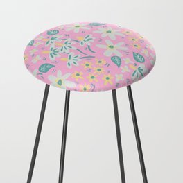 Field of daisies in pink Counter Stool