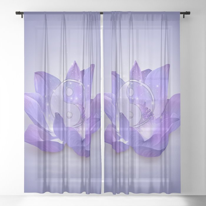 Very Peri Lotus and Yin Yang Sheer Curtain