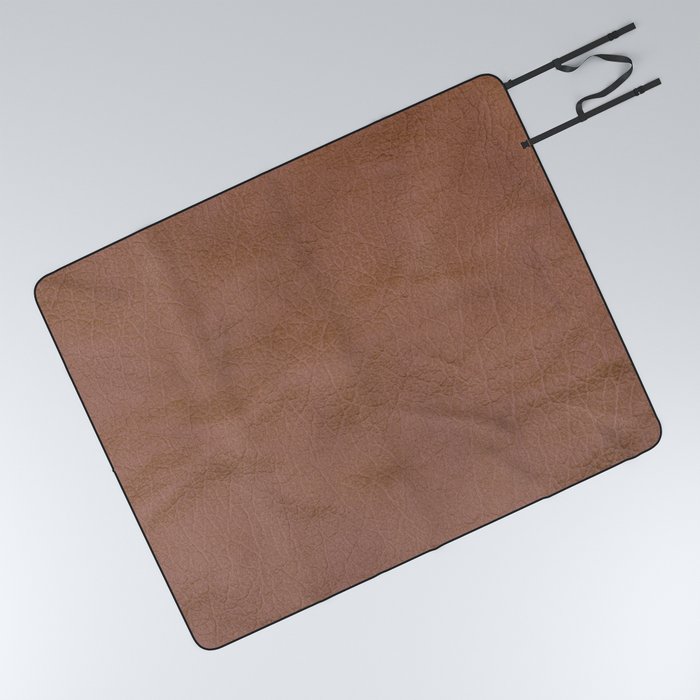 Natural brown leather texture. Top view.  Picnic Blanket