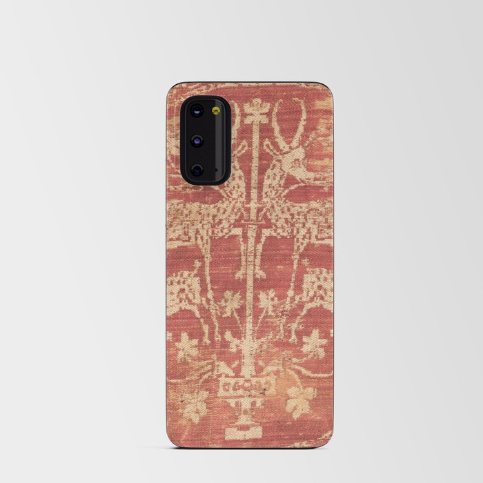 Antique Distressed Red Motif with a Deer, Fawn and Tree Android Card Case